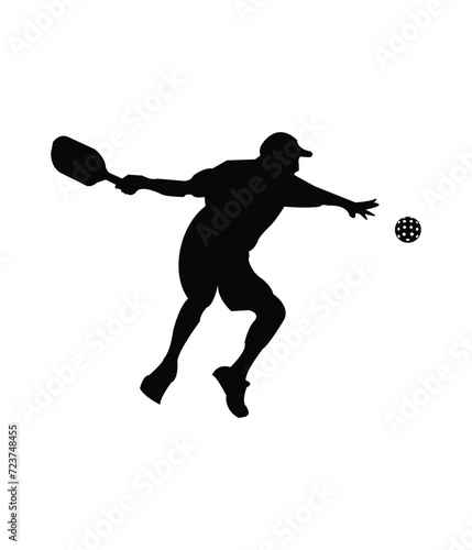 Pickleball Player Black Vector. You can use it as club logo, banner design etc.