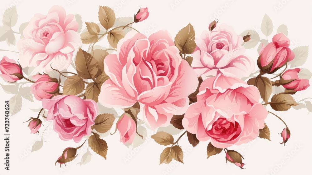 Assortment of Elegant Vector Roses in Full Bloom and Buds Generative AI Assortment of Elegant Vector Roses in Full Bloom and Buds Generative AI