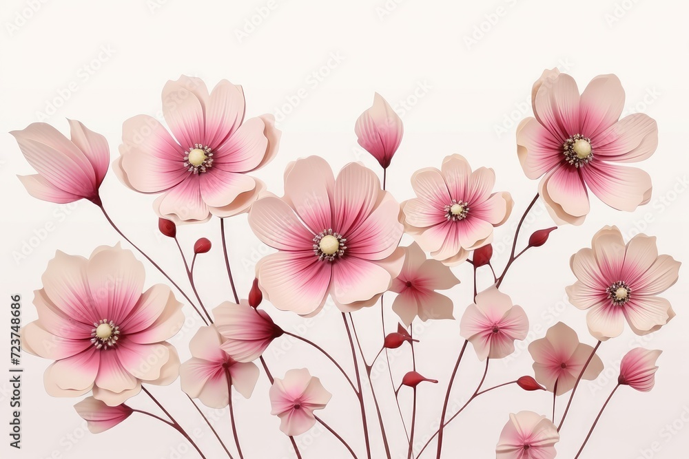 Delicate Pink and White Blooms on Vector Illustration Artwork Generative AI Delicate Pink and White Blooms on Vector Illustration Artwork Generative AI