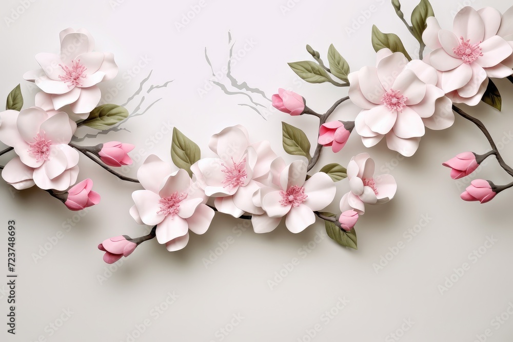 Delicate Pink and White Blooms on Vector Illustration Artwork Generative AI Delicate Pink and White Blooms on Vector Illustration Artwork Generative AI