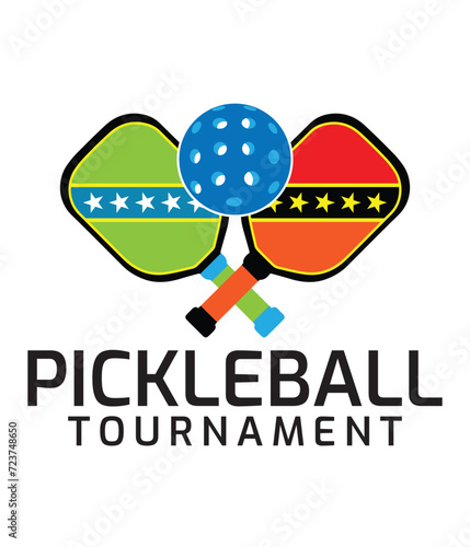Colorful Pickleball Tournament Logo. You can use it as club logo, banner design etc.