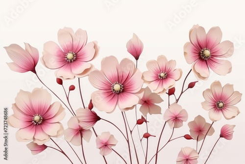 Wallpaper Mural Delicate Pink and White Blooms on Vector Illustration Artwork Generative AI Torontodigital.ca