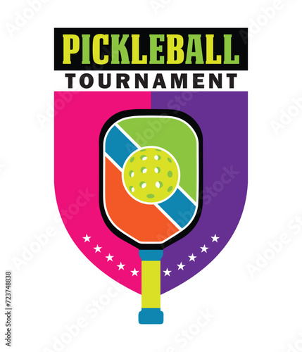 Colorful Pickleball Tournament Vector. You can use it as club logo, banner design etc.
