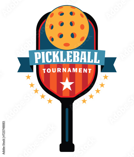 Colorful Pickleball Tournament Vector Logo. You can use it as club logo, banner design etc.