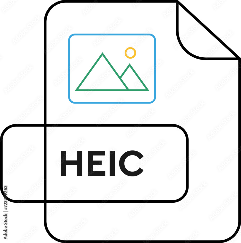 HEIC File Extension icon purple and yellow outline color HEIC File Extension icon purple and yellow outline color