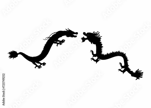 Chinese New Year black dragon silhouette