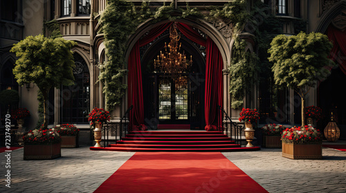 VIP luxury entrance with red carpet