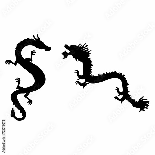 Chinese New Year black dragon silhouette