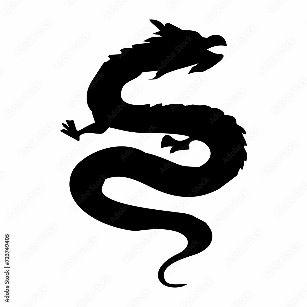 Obraz premium Chinese New Year black dragon silhouette