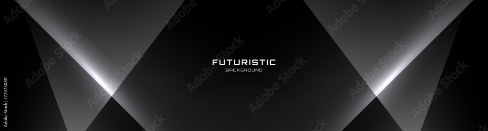3D black white techno abstract background overlap layer on dark space with cutout effect decoration. Modern graphic design element polygonal style concept for banner, flyer, card, or brochure cover 3D black white techno abstract background overlap layer on dark space with cutout effect decoration. Modern graphic design element polygonal style concept for banner, flyer, card, or brochure cover