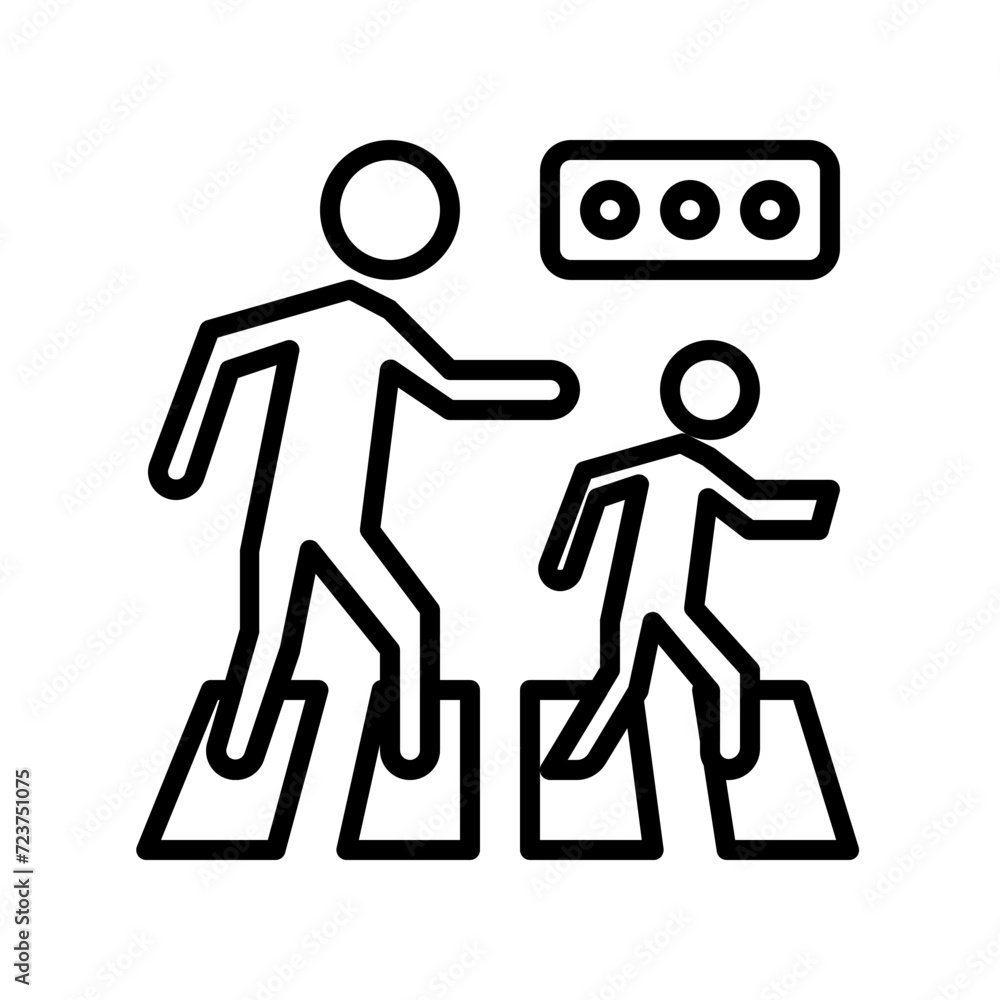 leisurely walk and traffic signs line icon leisurely walk and traffic signs line icon