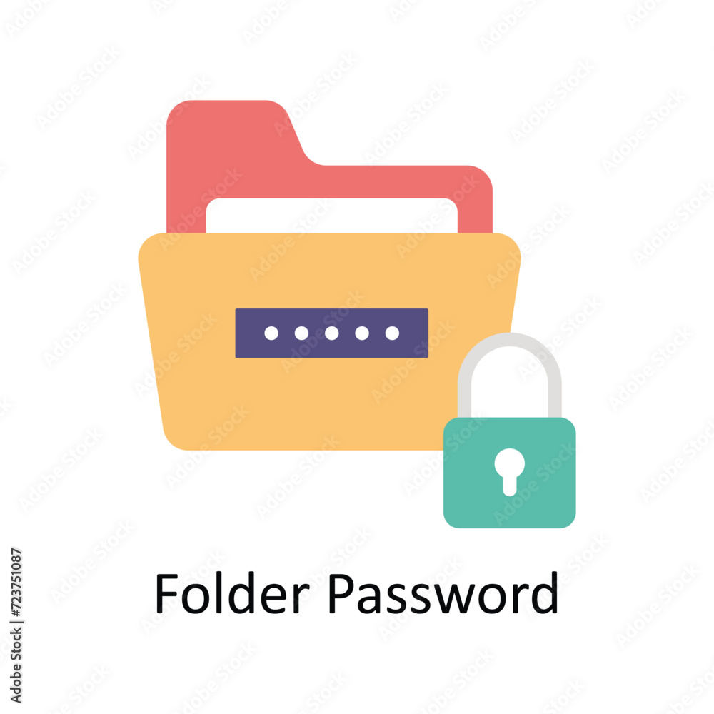 Folder Password vector Flat icon style illustration. EPS 10 File Folder Password vector Flat icon style illustration. EPS 10 File