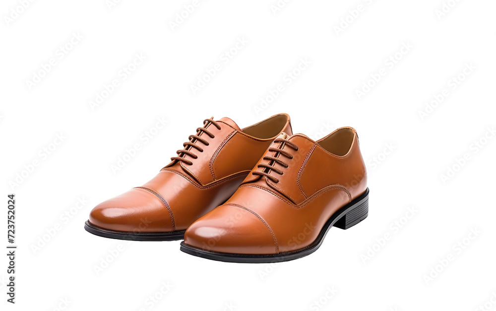 man shoes leather made brown color on white or PNG transparent background.