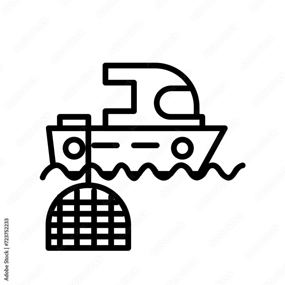 fishing vessel line icon fishing vessel line icon