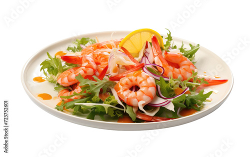salad seafood plate delicious on white or PNG transparent background.