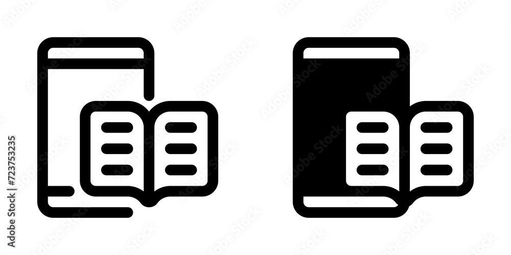 Editable e-book reader app vector icon. Online learning, course, tutorial. Part of a big icon set family. Perfect for web and app interfaces, presentations, infographics, etc Editable e-book reader app vector icon. Online learning, course, tutorial. Part of a big icon set family. Perfect for web and app interfaces, presentations, infographics, etc