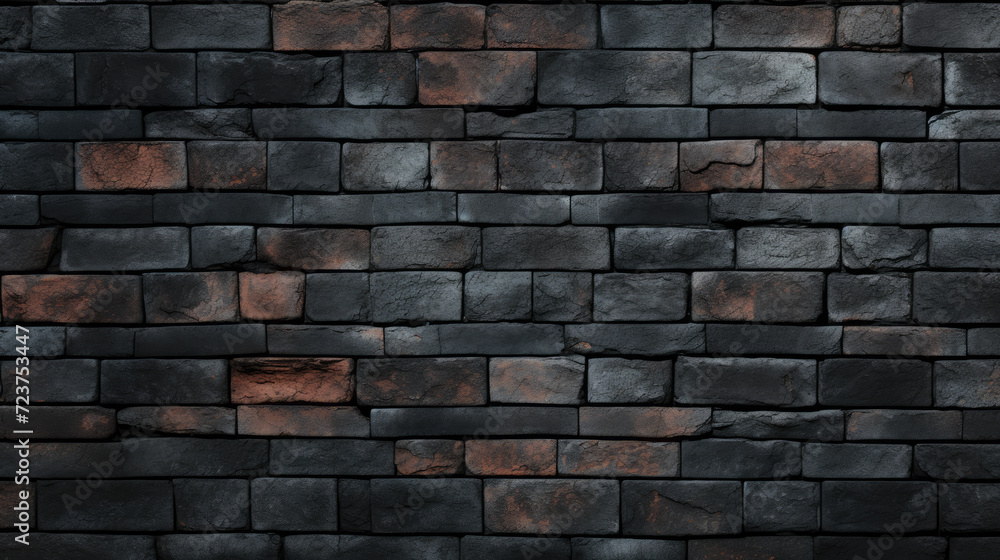 Brick wall background, black and colorful grunge texture or pattern for design. Generative ai