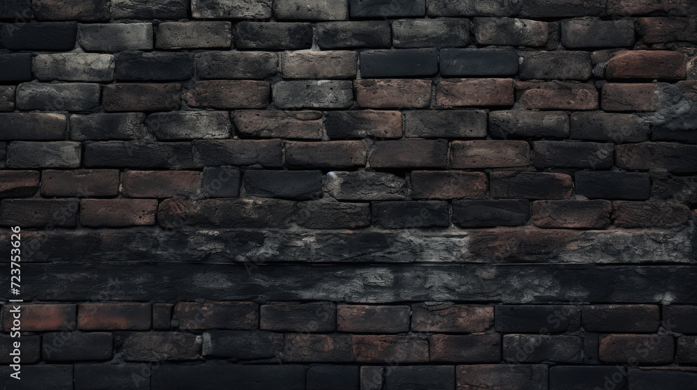 Brick wall background, black olive grunge texture or pattern for design. Generative ai