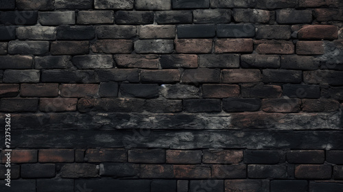 Brick wall background  black olive grunge texture or pattern for design. Generative ai
