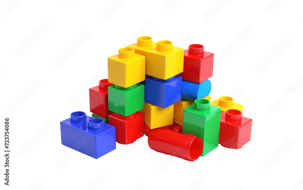 Obraz premium blocks plastic toys for fun on white or PNG transparent background.