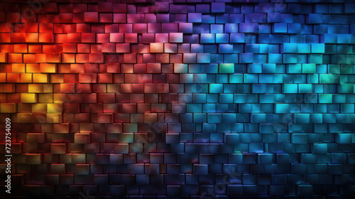 Brick wall background  colorful grunge texture or pattern for design. Generative ai