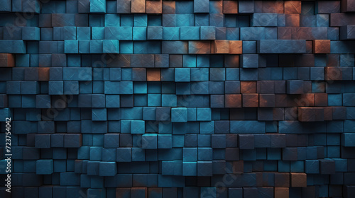 Brick wall background  cool colors grunge texture or pattern for design. Generative ai