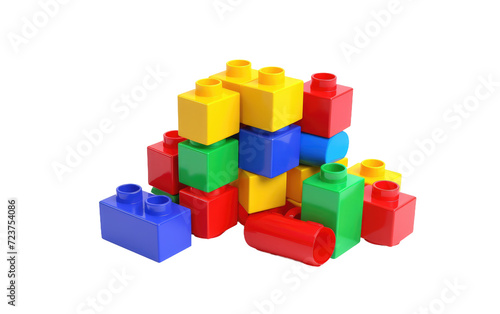 blocks plastic toys for fun on white or PNG transparent background.