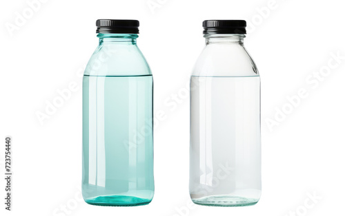 bottles of water small colored mix on white or PNG transparent background.