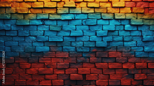 Brick wall background, loud colors grunge texture or pattern for design. Generative ai
