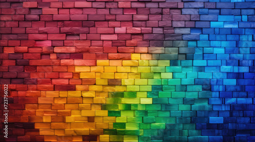 Brick wall background  spectrum colors grunge texture or pattern for design  backdrop. Generative ai