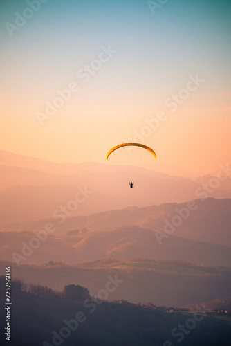paragliding in the sunset