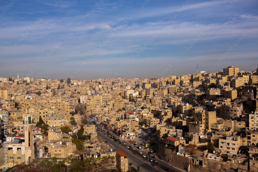 Aerial view of Amman city the capital of Jordan. City scape of Amman.