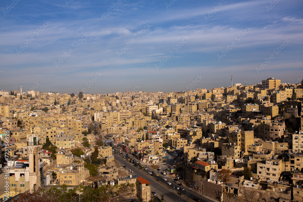 Aerial view of Amman city the capital of Jordan. City scape of Amman. Aerial view of Amman city the capital of Jordan. City scape of Amman.