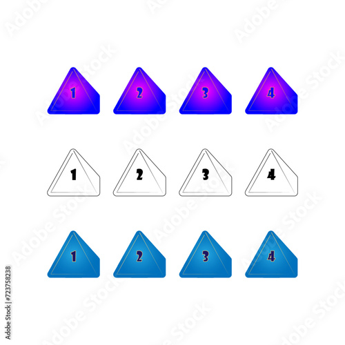 D4 Dice Icon for Boardgame. Line and gradient style.