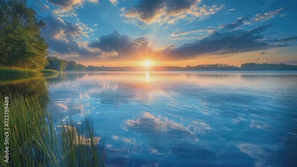 beautiful lake in the background. seamless looping time-lapse animation video background beautiful lake in the background. seamless looping time-lapse animation video background