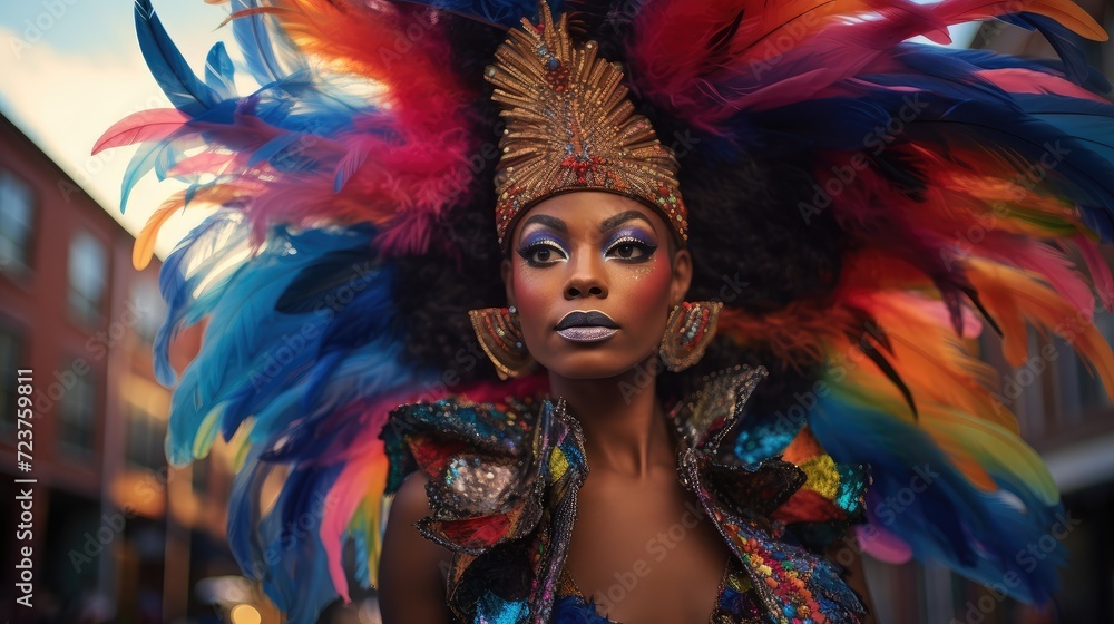 Radiant Carnival Queen: A Tapestry of Feathers and Fashion Generative AI Radiant Carnival Queen: A Tapestry of Feathers and Fashion Generative AI