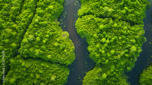 Tropical Oasis: Aerial Vision of Rainforest Waterways