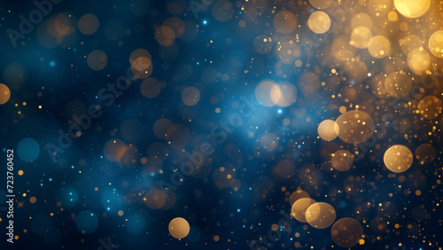 Blue Brilliance: Abstract Gold Bokeh on a Sapphire Stage