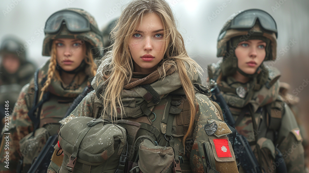 Female russian or ukrainian soldier 