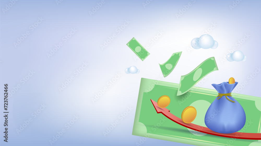 The concept of saving money. Banking, earnings, profits and money savings. It's time to make money.
3d vector illustration