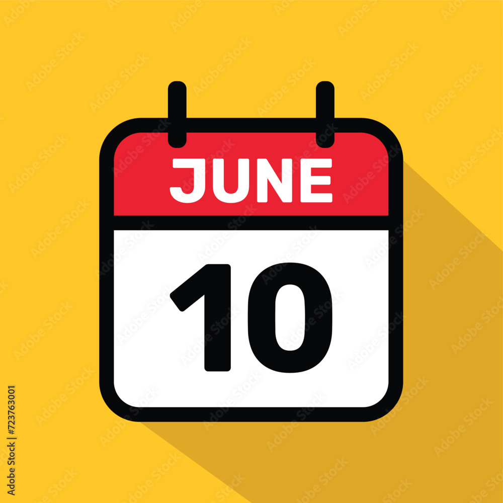 Calendar 10 June Vector illustration background design. Calendar 10 June Vector illustration background design.