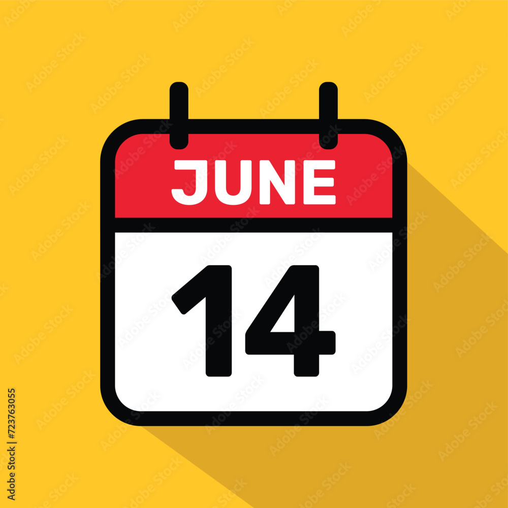 Calendar 14 June Vector illustration background design. Calendar 14 June Vector illustration background design.