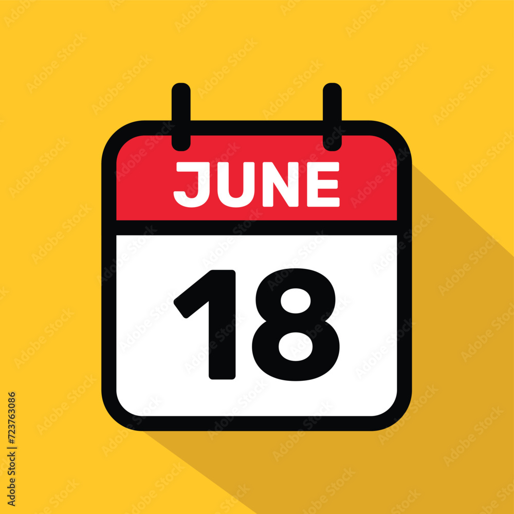 Calendar 18 June Vector illustration background design. Calendar 18 June Vector illustration background design.
