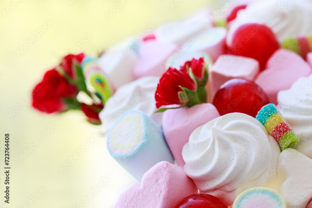 background of marshmallows and caramel