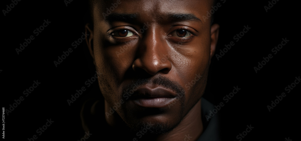 Portrait of a black man against a black background