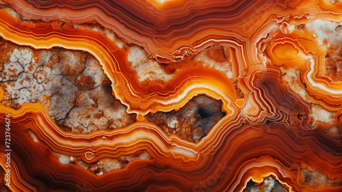 Natural Agate Slice Macro Background he intricate patterns and rich warm tones of a natural stone slice.