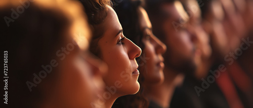 Close-Up of Diverse Audience Focused on Event: Insightful Expressions and Varied Ethnicities Captured photo
