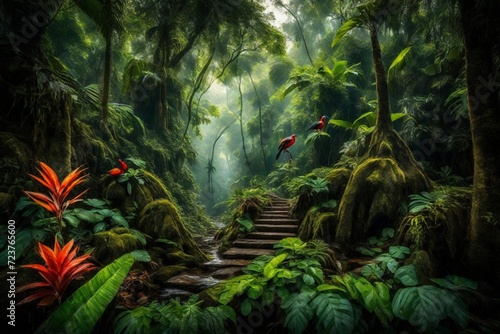 Tropical rainforests alive with the melody of chirping birds .