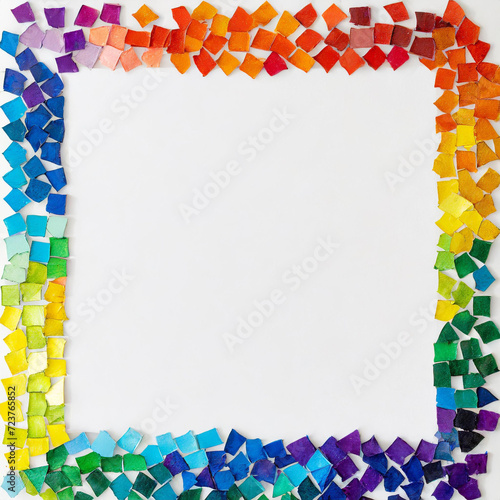 Colorful Mosaic Tile Frame on White Background, love, LGBT