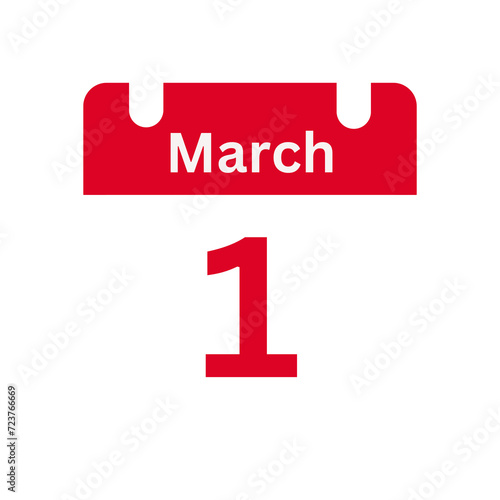 March 1 Calendar Day or Calendar Date for Deadlines / Appointment On a clear transparent background